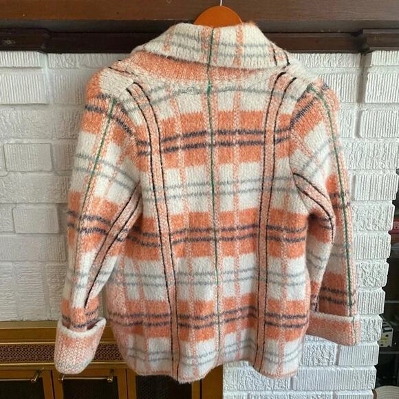 Soft Surroundings Briony Soft Plaid Orange White Collared Sweater Jacket Size‎ S - Picture 3 of 4